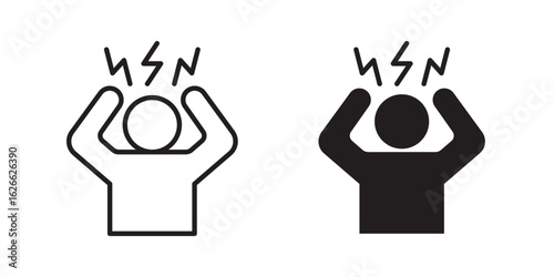 Stress icon, outline style icon for web site or mobile app, vector graphics