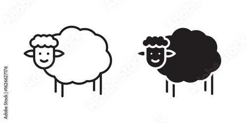 Sheep icon, outline style icon for web site or mobile app, vector graphics