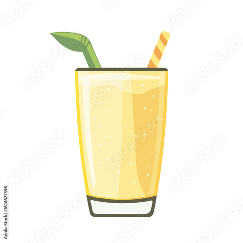 Flat 2D Lassi illustration, vector graphic in icon style, on white background