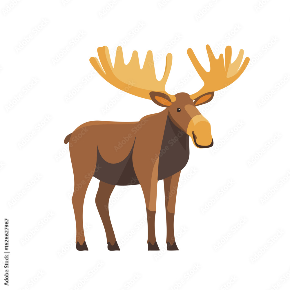 Fototapeta premium Flat 2D Moose illustration, vector graphic in icon style, on white background