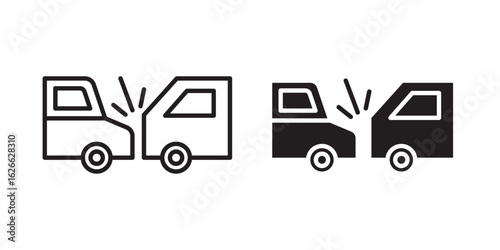 Rear end collision icon, outline style icon for web site or mobile app, vector graphics