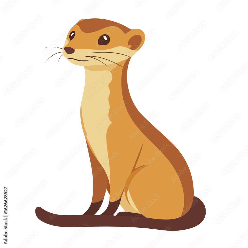 Obraz premium Weasel, flat style 2D vector image, isolated on a white background