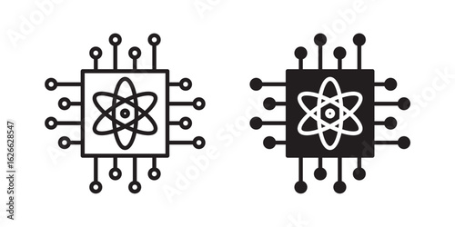 Quantum computing icon, outline style icon for web site or mobile app, vector graphics