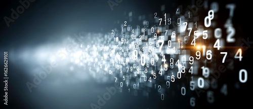 Digital matrix displaying flowing numeric data virtual environment abstract graphics tech concept