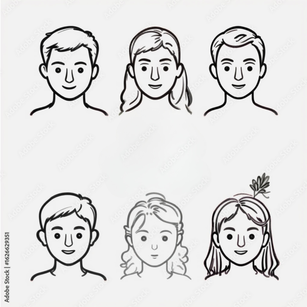 Diverse faces showcasing individuality, perfect for branding, identity, and human connection concepts. Diverse faces showcasing individuality, perfect for branding, identity, and human connection concepts.