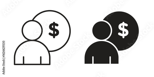 Personal loan icon, outline style icon for web site or mobile app, vector graphics