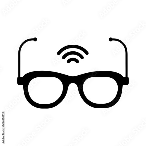 Silhouette of smart glasses with blind assist technology for accessibility support