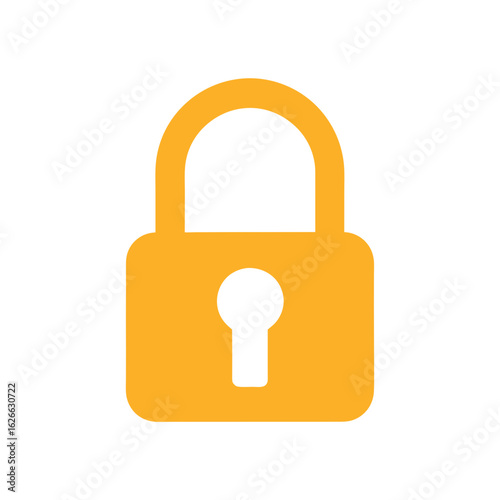 Minimal lock symbol in closed position for safety concept and smart lock tech art