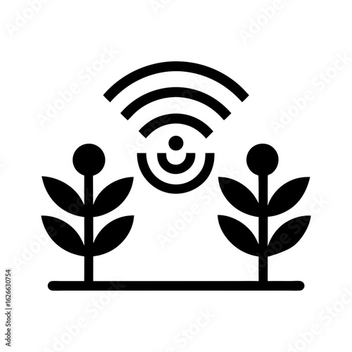 Smart agriculture symbol with crop and wireless signal for modern farm technology