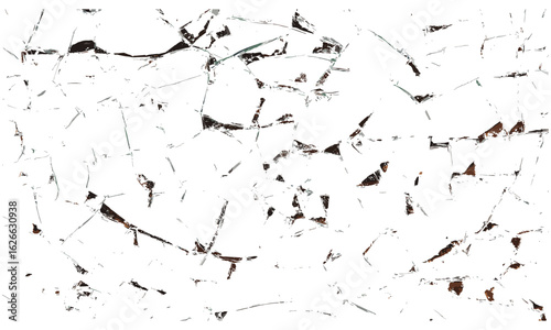 Cracked glass shattered texture with grunge punk overlay effect for damaged vintage album cover or wallpaper. Vector illustration of smashed window, broken pane, acrylic cracks