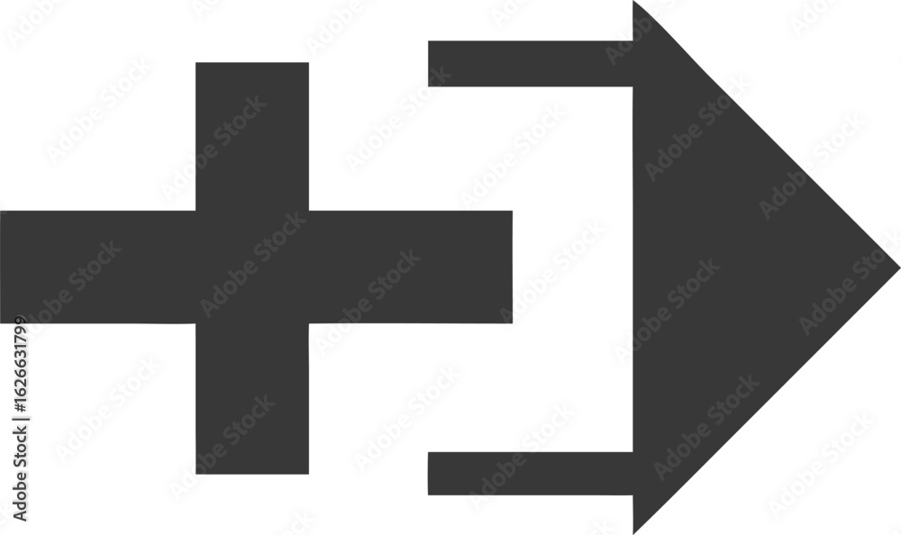 Fototapeta premium Plus Sign Merging with Arrow Icon merge combine