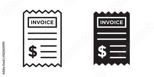 Invoice icon, outline style icon for web site or mobile app, vector graphics