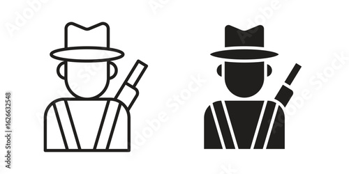 Hunter icon, outline style icon for web site or mobile app, vector graphics
