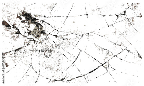 Grunge broken glass texture with cracked, shattered window overlay for vintage distressed album cover background. Vector illustration of smashed, punk damaged glass effect