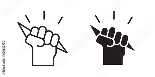 Hand with Power icon, outline style icon for web site or mobile app, vector graphics