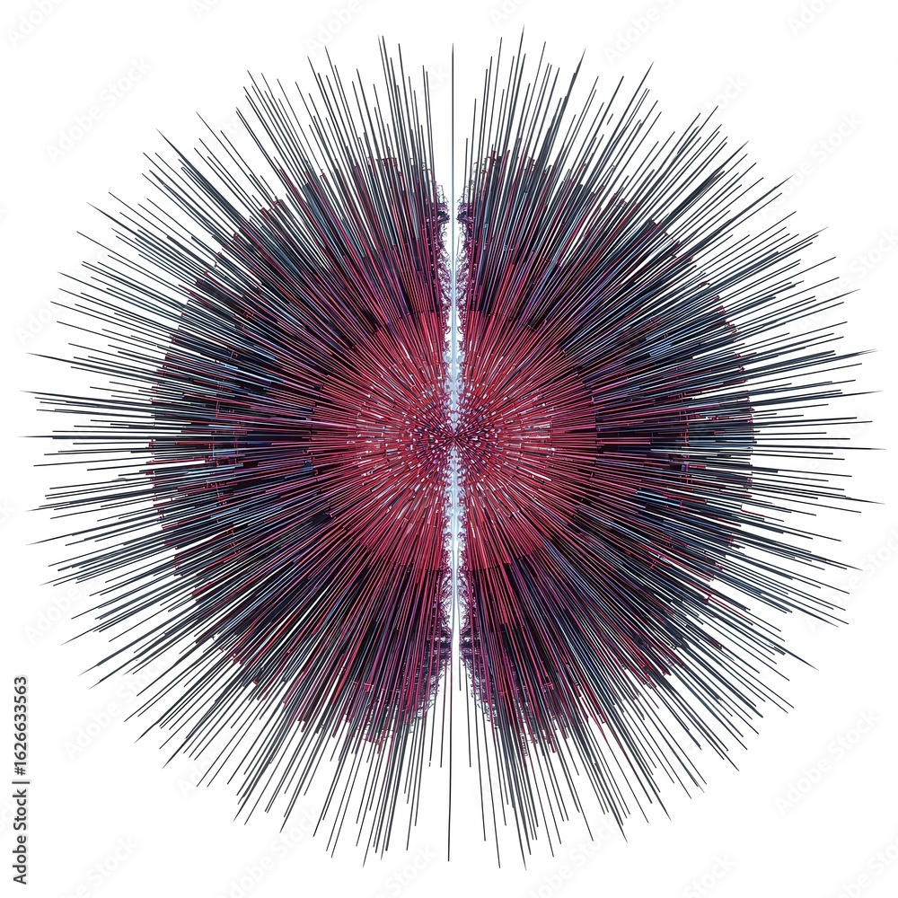Obraz premium Abstract radial burst of dark lines on a red and blue background