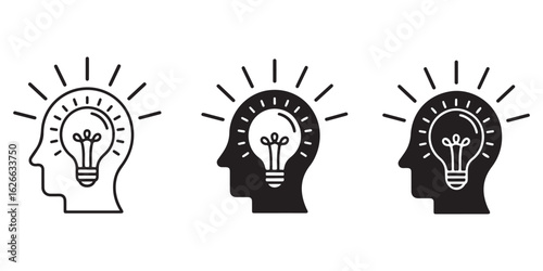 Creative thinking and innovative ideas represented by light bulb inside a head