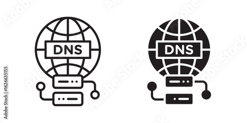 DNS icon, outline style icon for web site or mobile app, vector graphics