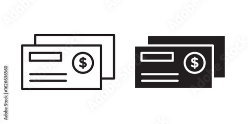 Cheque icon, outline style icon for web site or mobile app, vector graphics
