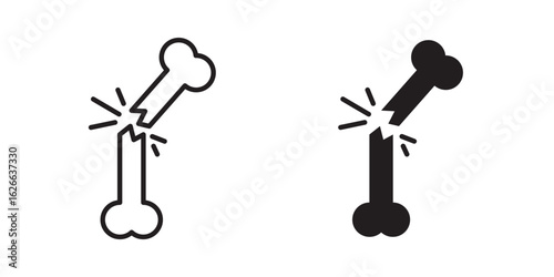 Broken bone icon, outline style icon for web site or mobile app, vector graphics