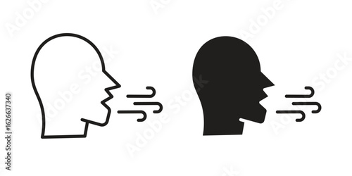 Breath icon, outline style icon for web site or mobile app, vector graphics