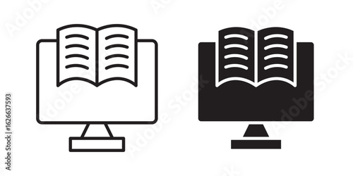 Blended learning icon, outline style icon for web site or mobile app, vector graphics