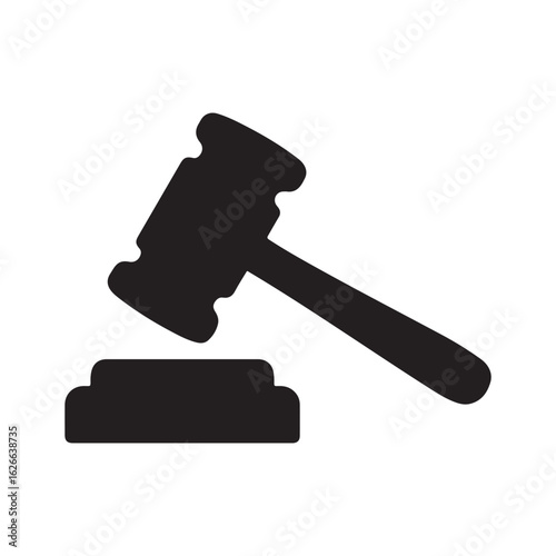 Judge Gavel Silhouette Icon – Legal Court Justice Hammer Vector

