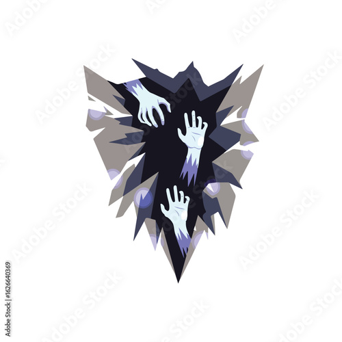 Breaking Through Concept with Abstract Hands in Crushed Surface Vector Illustration