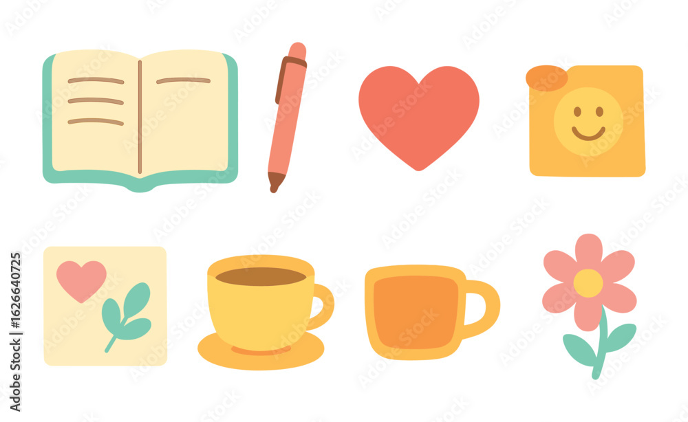 custom made wallpaper toronto digitalCreative Health Journaling. Flat vector mini-illustrations creative journaling for health in colors children's