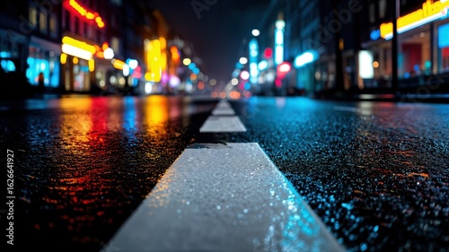 Wallpaper Mural Una calle mojada en la noche, iluminada por luces de neón, crea un espectáculo de reflejos vibrantes. Torontodigital.ca