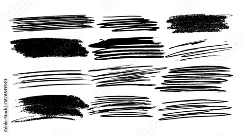 Wallpaper Mural Hand-drawn bold charcoal marker strokes with rough freehand crayon scribbles and textured paint shapes. Vector design with horizontal underline, grunge scrawl, stripes, and creative brush effects Torontodigital.ca