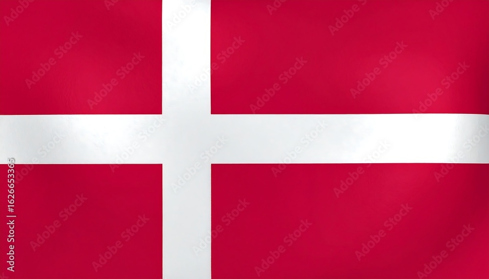 Naklejka premium Danish flag with red field and offset white Nordic cross—symbol of Christianity, tradition, and sovereignty.