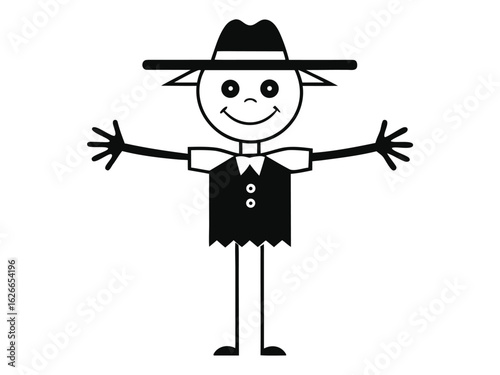 Scarecrow Halloween Coloring Page Isolated. 