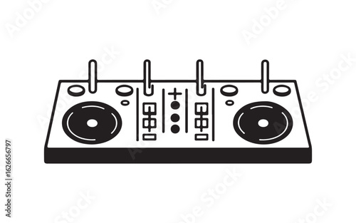 DJ Mixer Deck Silhouette Vector  Turntable Console Music Equipment Art