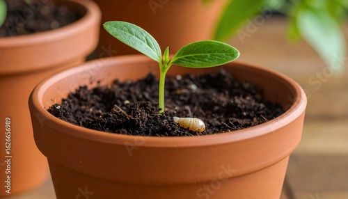 Young Sprout in Terracotta Pot