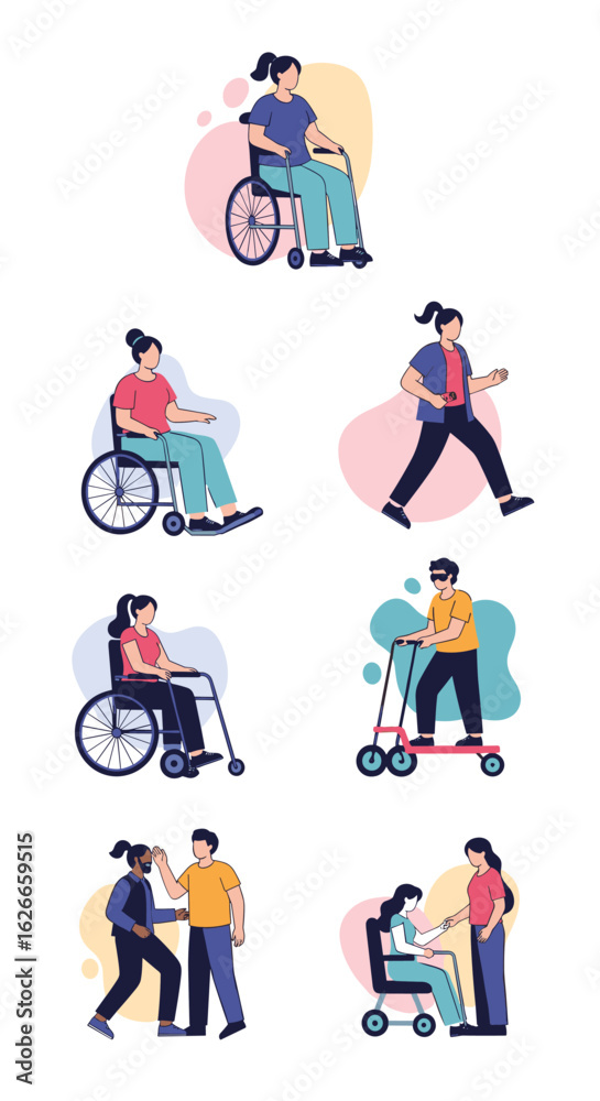 Fototapeta premium Understanding diverse abilities and inclusive society through character illustrations