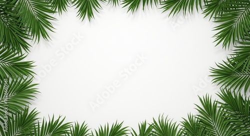Elegant Border of Tropical Palm Leaves Arching at Opposite Corners