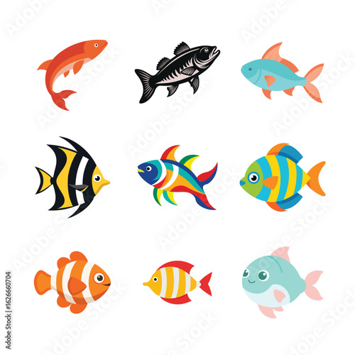 vector set of fish