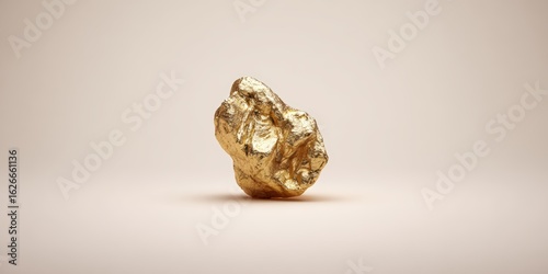 Natural Gold Nugget on Soft Beige Surface