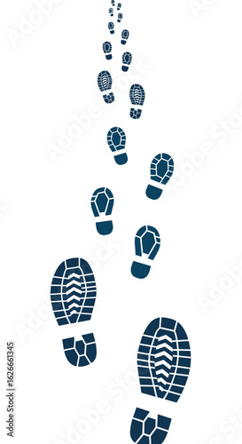 Footprints leading forward representing progression towards goals and ambitions
