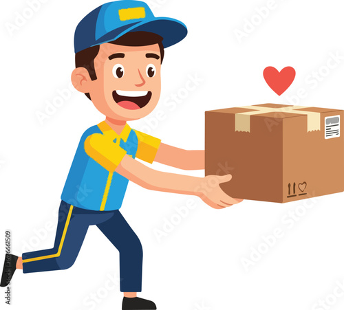 Express Delivery with Love: Cartoon Courier Illustration