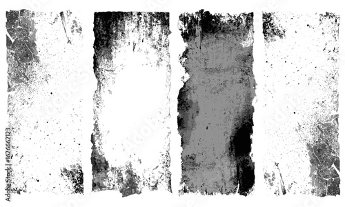 Retro torn paper collage with distressed ink brush strokes, grunge overlay texture, dusty splash effects, dirty banner filter, uneven edge frame, vintage rip background, paintbrush strokes