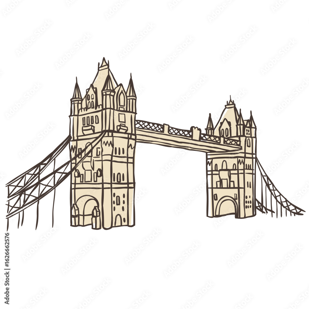 Obraz premium Illustration of Tower Bridge. Vector Graphic on the white Background