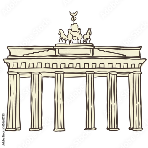 Illustration of Brandenburg Gate. Vector Graphic on the white Background