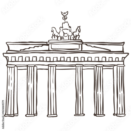 Illustration of Brandenburg Gate. Vector Graphic on the white Background