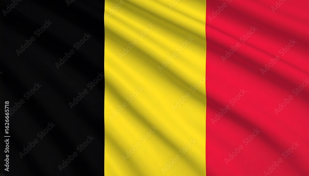 Obraz premium Belgian flag with vertical black, yellow, and red stripes—symbol of strength, wealth, and courage.