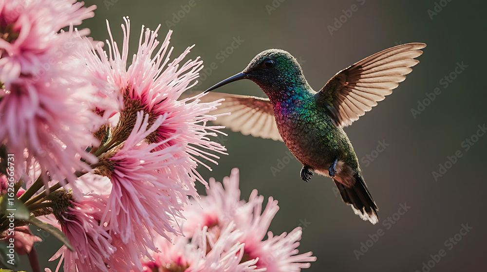 Fototapeta premium hummingbird feeding on flower