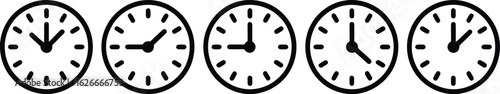 Minimalist black and white clock designs showing various times Pro Vector
