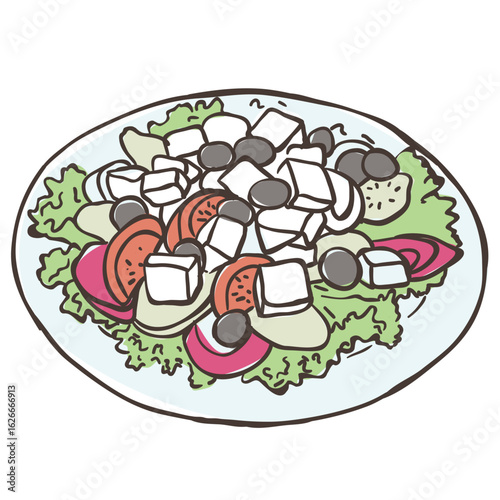 Illustration of Salad. Vector Graphic on the white Background