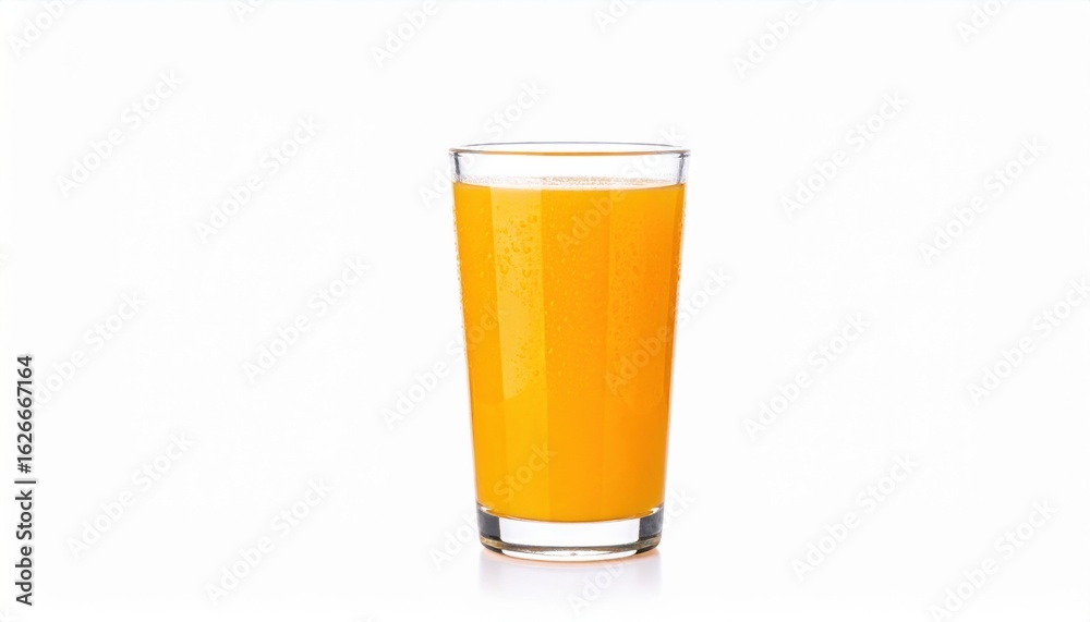 Refreshing Glass of Bright Orange Juice on Clean White Background Evoking Vibrant Summer Vibes Refreshing Glass of Bright Orange Juice on Clean White Background Evoking Vibrant Summer Vibes